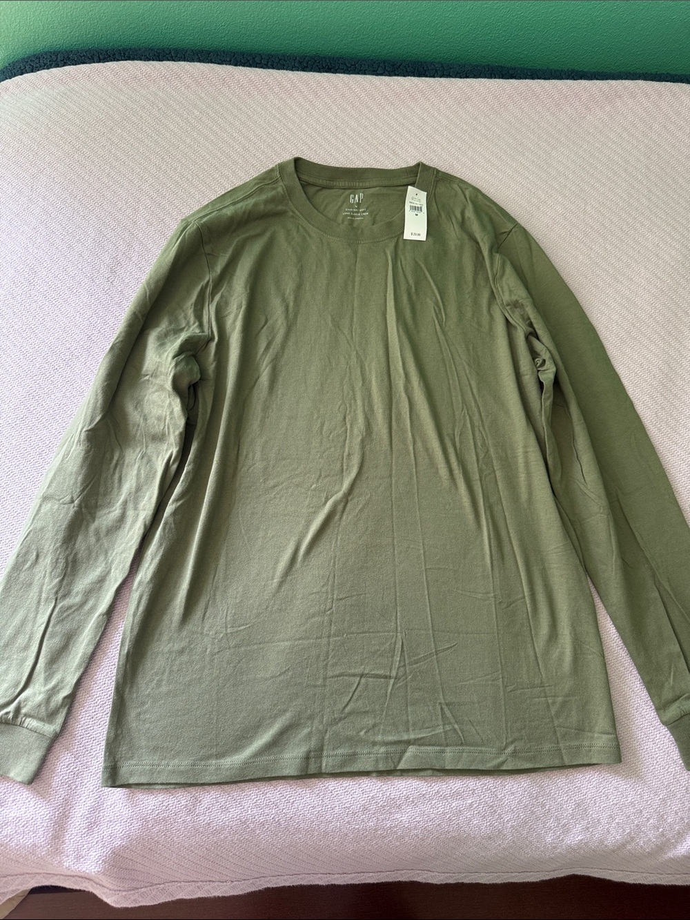 GAP Men's Long-Sleeve Crewneck Shirt - Olive